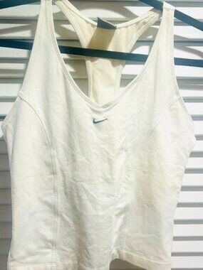 Nike Athletic Workout White Built in Bra Tank Top size XL